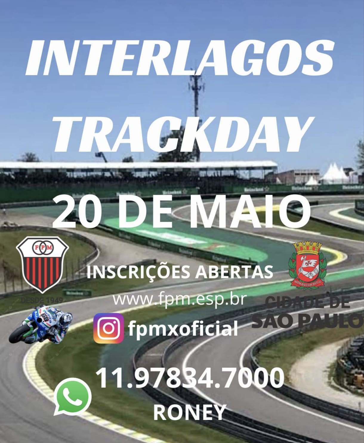 Inscrições online: 20/05/2026 e 20/05/2026  - 20 de Maio - Quarta-feira Interlagos TrackDay